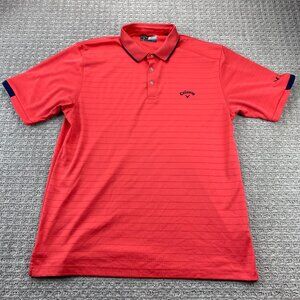 Callaway Golf Shirt Men Extra Large XL Orange Striped Opti-DRI Embroidered Logo